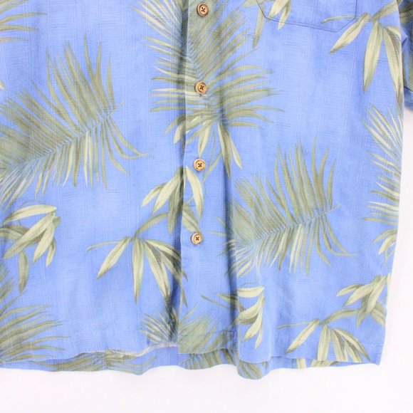 Jamaica Jaxx Hawaiian Silk Shirt Mens Blue Floral Button Down Collared Medium M - Picture 4 of 10